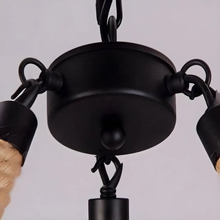 ZOWALA - Rustic Circle Rope Edison Bulb Chandelier Image - 10