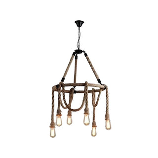 ZOWALA - Rustic Circle Rope Edison Bulb Chandelier Image - 14