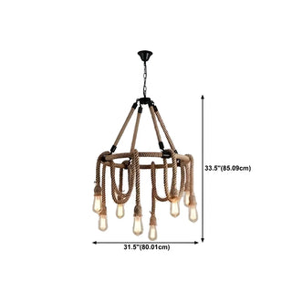 ZOWALA - Rustic Circle Rope Edison Bulb Chandelier Image - 18