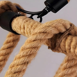 ZOWALA - Rustic Circle Rope Edison Bulb Chandelier Image - 8