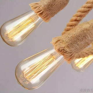 ZOWALA - Rustic Circle Rope Edison Bulb Chandelier Image - 9