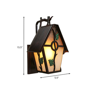 Rustic Leaf and Birdcage Glass Exterior Coffee Wall Sconce Zawala #size