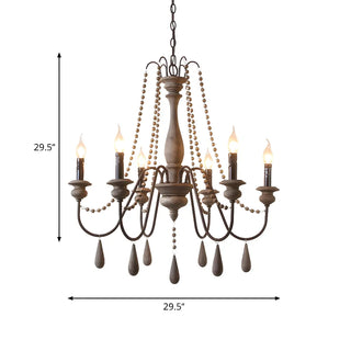 ZOWALA - Distressed Wood Beaded Candle Living Room Classic Chandelier #size