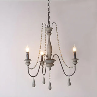 ZOWALA - Distressed Wood Beaded Candle Living Room Classic Chandelier Image - 9