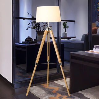 Simplicity Tripod and Cylinder Fabric Wood Floor Lamp Zawala Image - 4
