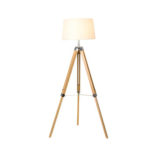 Simplicity Tripod and Cylinder Fabric Wood Floor Lamp Zawala Image - 7
