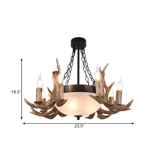ZOWALA - Rustic Antler Frosted Glass Candle Pendant Chandelier #size
