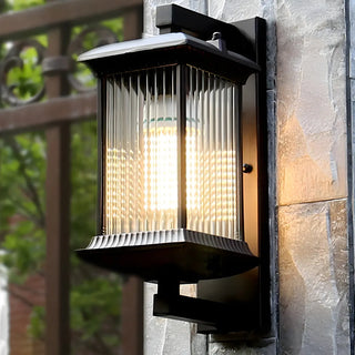 ZOWALA - Rustic Rectangular Clear Glass Shade Wall Light Coffee Image - 1