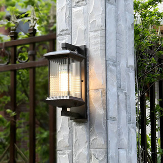 ZOWALA - Rustic Rectangular Clear Glass Shade Wall Light Coffee Image - 2