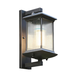 ZOWALA - Rustic Rectangular Clear Glass Shade Wall Light Coffee Image - 6