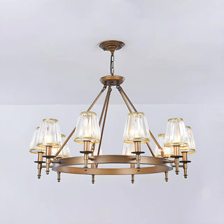 ZOWALA - Wheel Gold Crystal Shade Living Room Chain Chandelier Image - 13