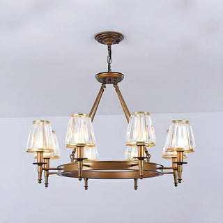 ZOWALA - Wheel Gold Crystal Shade Living Room Chain Chandelier Image - 14