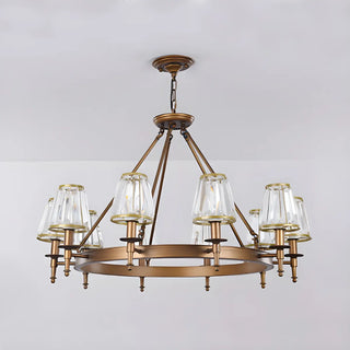 ZOWALA - Wheel Gold Crystal Shade Living Room Chain Chandelier Image - 15