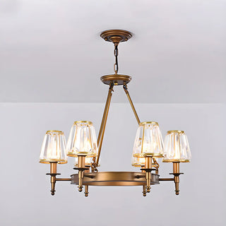 ZOWALA - Wheel Gold Crystal Shade Living Room Chain Chandelier Image - 16
