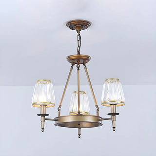 ZOWALA - Wheel Gold Crystal Shade Living Room Chain Chandelier Image - 18