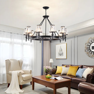 ZOWALA - Wheel Gold Crystal Shade Living Room Chain Chandelier Image - 2