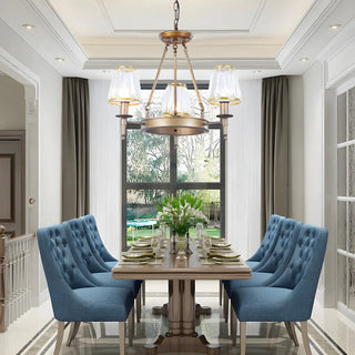 ZOWALA - Wheel Gold Crystal Shade Living Room Chain Chandelier Image - 22