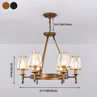 ZOWALA - Wheel Gold Crystal Shade Living Room Chain Chandelier Image - 25