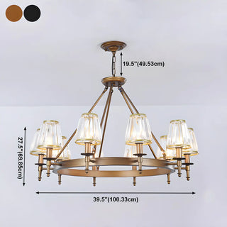 ZOWALA - Wheel Gold Crystal Shade Living Room Chain Chandelier Image - 27