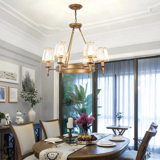 ZOWALA - Wheel Gold Crystal Shade Living Room Chain Chandelier Image - 4