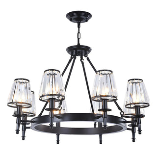 ZOWALA - Wheel Gold Crystal Shade Living Room Chain Chandelier Image - 5