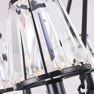 ZOWALA - Wheel Gold Crystal Shade Living Room Chain Chandelier Image - 7