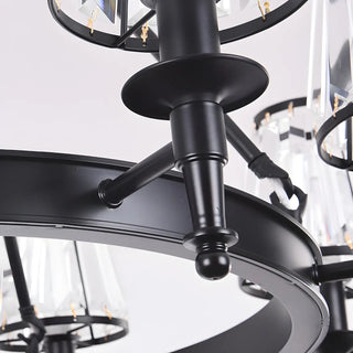 ZOWALA - Wheel Gold Crystal Shade Living Room Chain Chandelier Image - 8