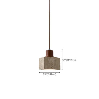 ZOWALA - Rustic Khaki Walnut Stone Prism Pendant Light #size