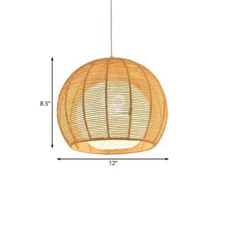 ZOWALA - Rustic Rope Natural Rattan Orb Living Room Pendant Light #size