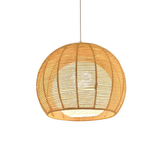 ZOWALA - Rustic Rope Natural Rattan Orb Living Room Pendant Light Image - 7