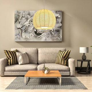 ZOWALA - Rustic Rope Natural Rattan Orb Living Room Pendant Light Image - 8