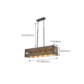 ZOWALA - Rustic Rectangular 5-Light Wooden Island Light Image - 14