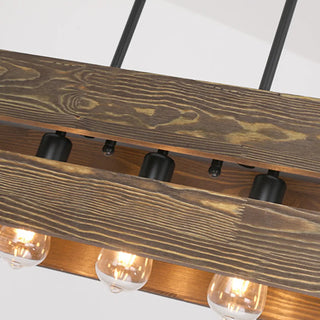ZOWALA - Rustic Rectangular 5-Light Wooden Island Light Image - 5