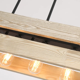 ZOWALA - Rustic Rectangular 5-Light Wooden Island Light Image - 12