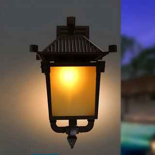 ZOWALA - Rustic Square Coffee Glass Lantern Outdoor Wall Light Image - 2