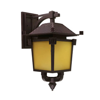 ZOWALA - Rustic Square Coffee Glass Lantern Outdoor Wall Light Image - 3
