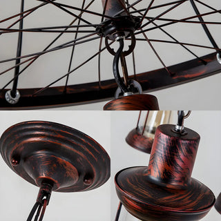 ZOWALA - Rustic Restaurant Wagon Wheel Iron Copper Chandelier Image - 5