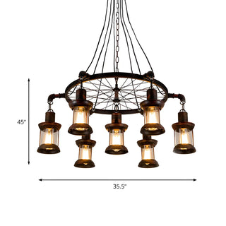 ZOWALA - Rustic Restaurant Wagon Wheel Iron Copper Chandelier #size