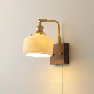 Rustic Clear Cylinder Shade Walnut Metal Wall Sconce Zawala Image - 14