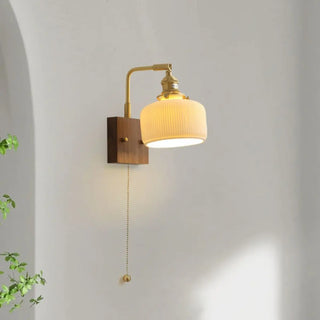 Rustic Clear Cylinder Shade Walnut Metal Wall Sconce Zawala Image - 3