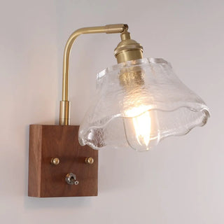 Rustic Clear Cylinder Shade Walnut Metal Wall Sconce Zawala Image - 5