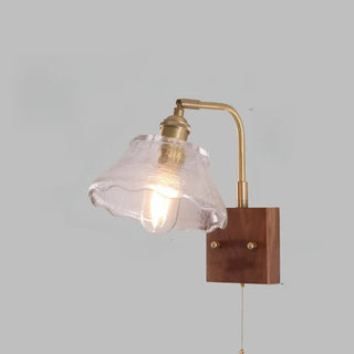 Rustic Clear Cylinder Shade Walnut Metal Wall Sconce Zawala Image - 7