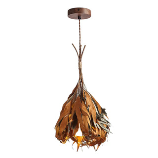 ZOWALA - Rustic Leaf Wood Brown Dining Room Pendant Light Image - 10