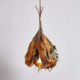 ZOWALA - Rustic Leaf Wood Brown Dining Room Pendant Light Image - 6