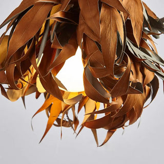 ZOWALA - Rustic Leaf Wood Brown Dining Room Pendant Light Image - 8