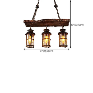ZOWALA - Rustic 2-Light Cylinder Island Wood Beam Pendant Light Image - 17