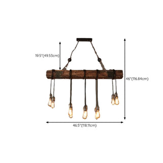ZOWALA - Rustic 2-Light Cylinder Island Wood Beam Pendant Light Image - 18