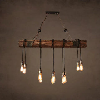 ZOWALA - Rustic 2-Light Cylinder Island Wood Beam Pendant Light Image - 6