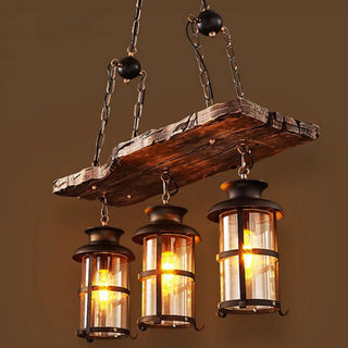 ZOWALA - Rustic 2-Light Cylinder Island Wood Beam Pendant Light Image - 8