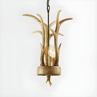 ZOWALA - Rustic Antler Horn Resin Wood Chandelier Pendant Lights Image - 3